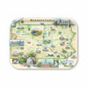 Medium Pennsylvania serving Tray map  of Pennsylvania with various landmarks on a beige background