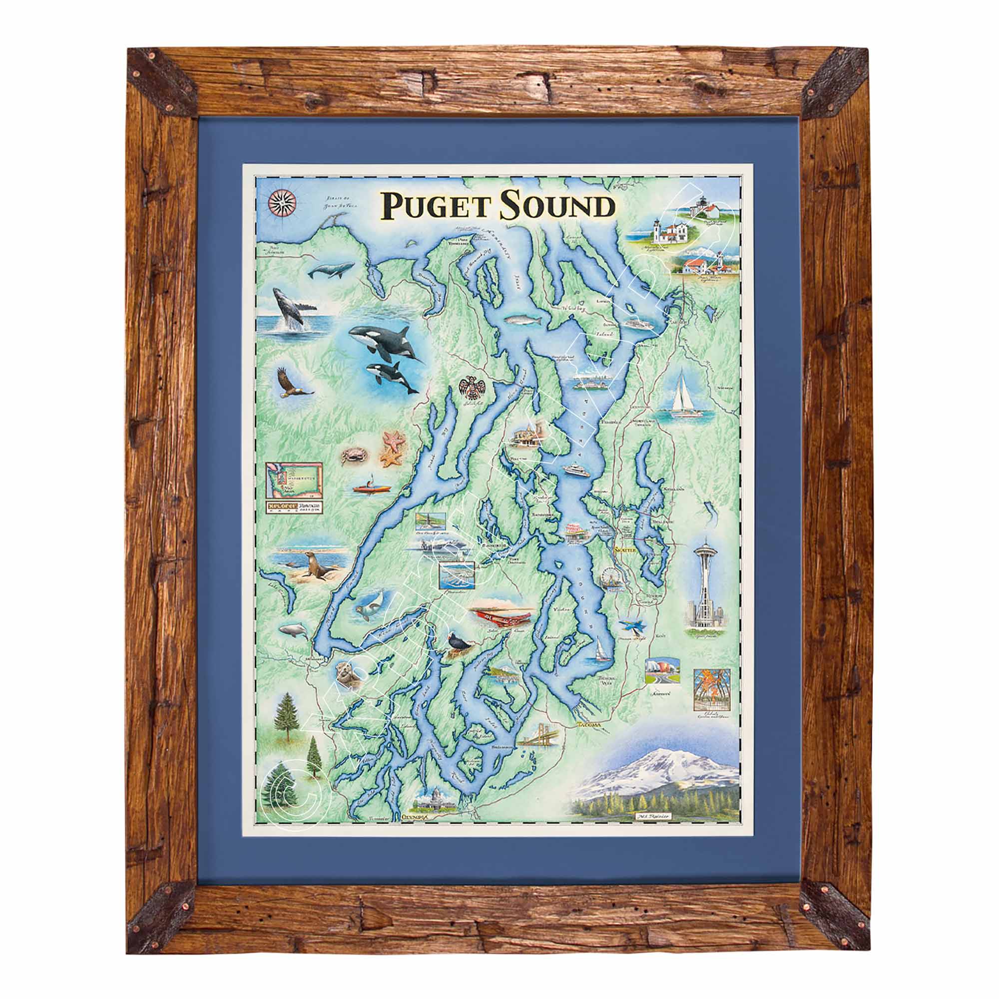 Puget Sound Hand-Drawn Map