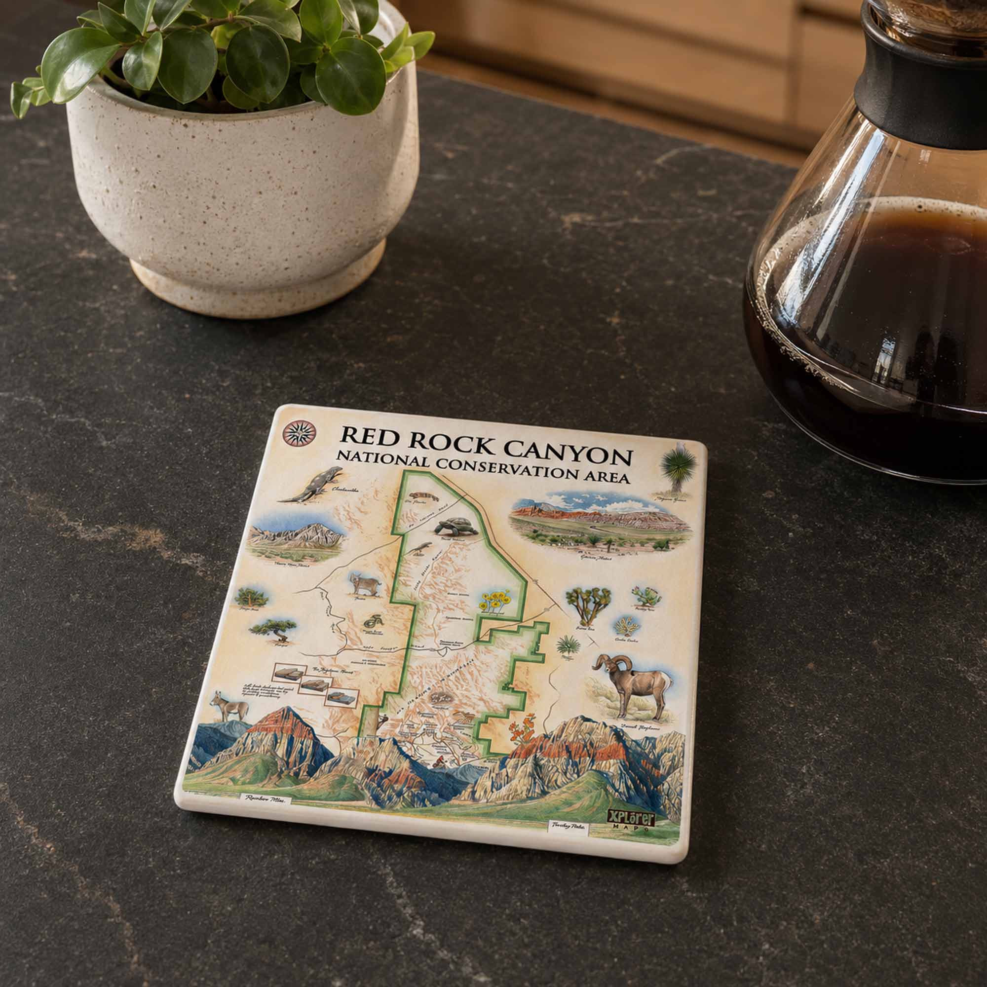 Red Rock Canyon National Conservation Area Map Ceramic Coasters