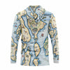 Hoodie with a detailed map design on a white background