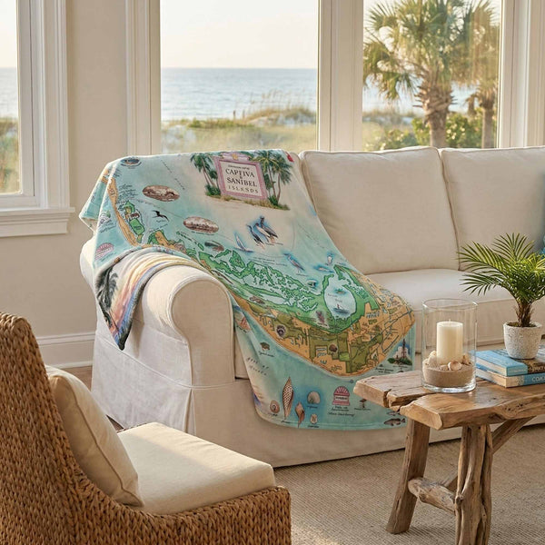 Sanibel & Captiva Islands Map Fleece Blanket