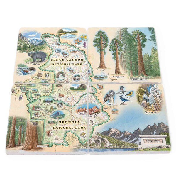 Sequoia & Kings Canyon National Parks Natural Stone Coasters - Set of 4