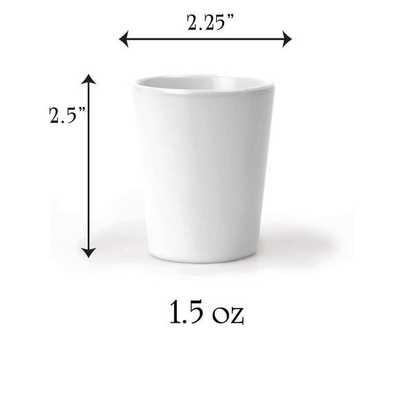 Xplorer Maps shot glass measures 2.25x2.5 and holds 1.5 oz of liquid. 