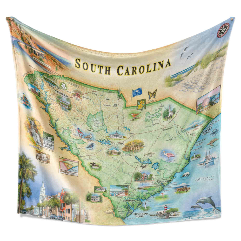 South Carolina Map Fleece Blanket