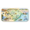Small Serving Tray Map of South Carolina with various attractions on a white background