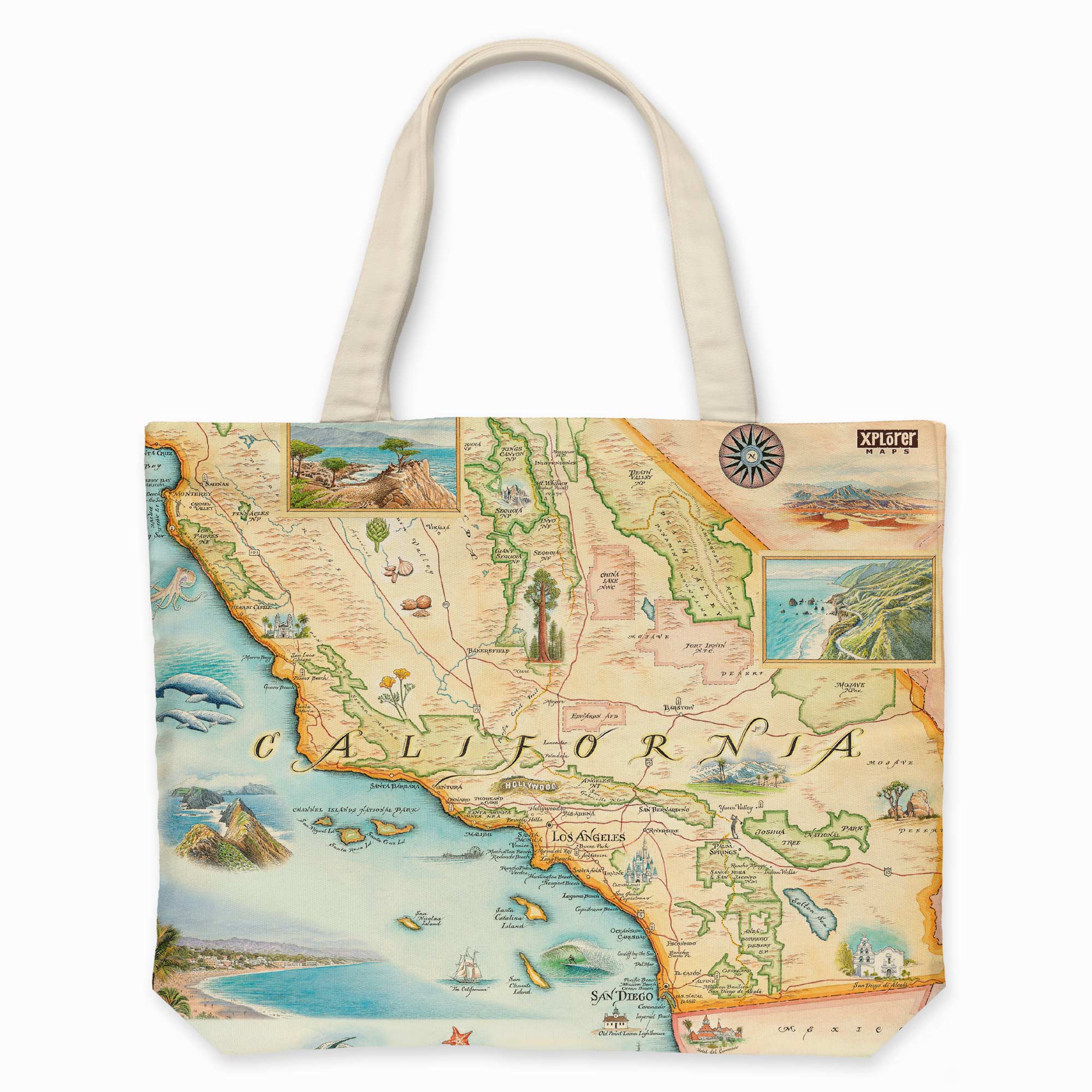 Southern California Map Canvas Tote Bag