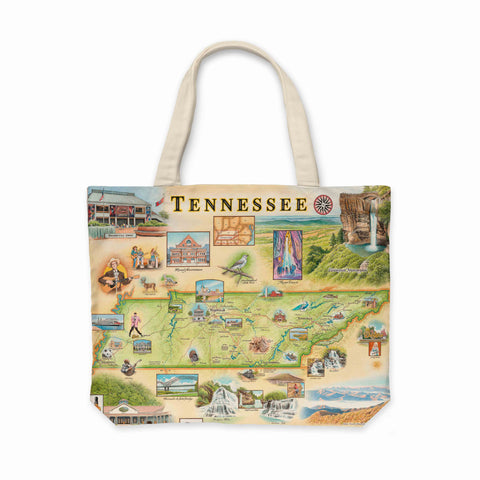 Tennessee Map Canvas Tote Bag
