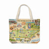 Tennessee Map Canvas Tote Bag featuring hand-drawn illustrations of the state’s landmarks and natural beauty.