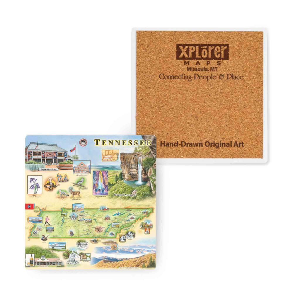 Tennessee Map Ceramic Coasters