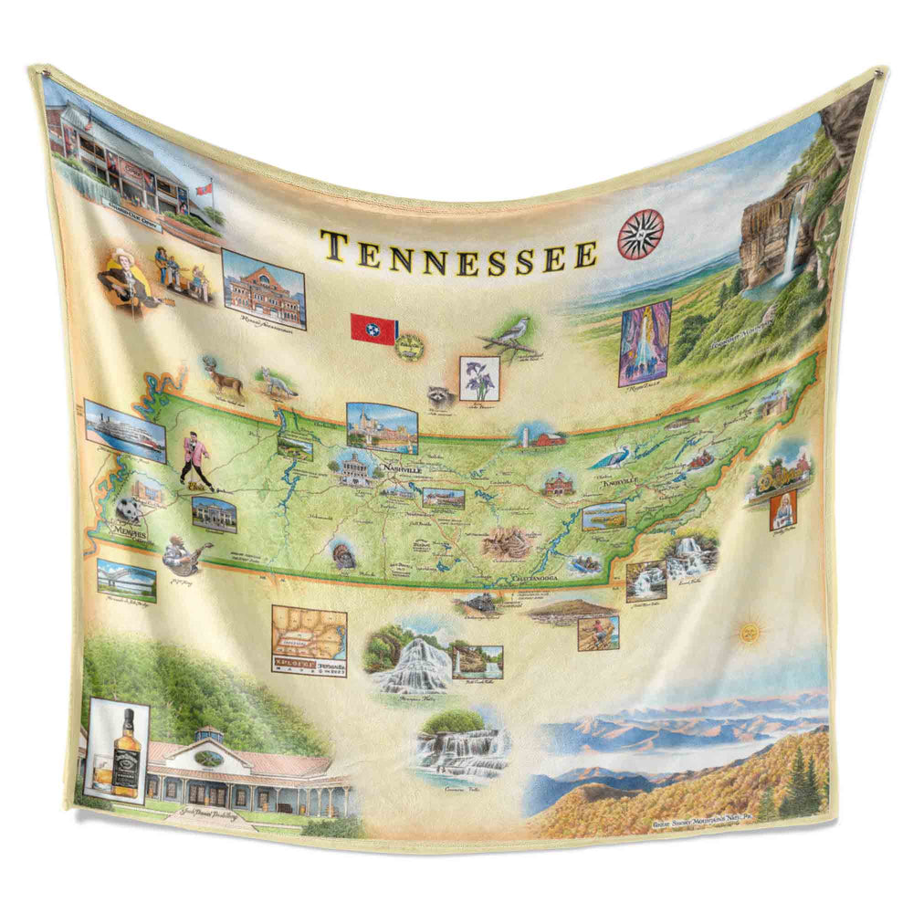 Tennessee Map Fleece Blanket