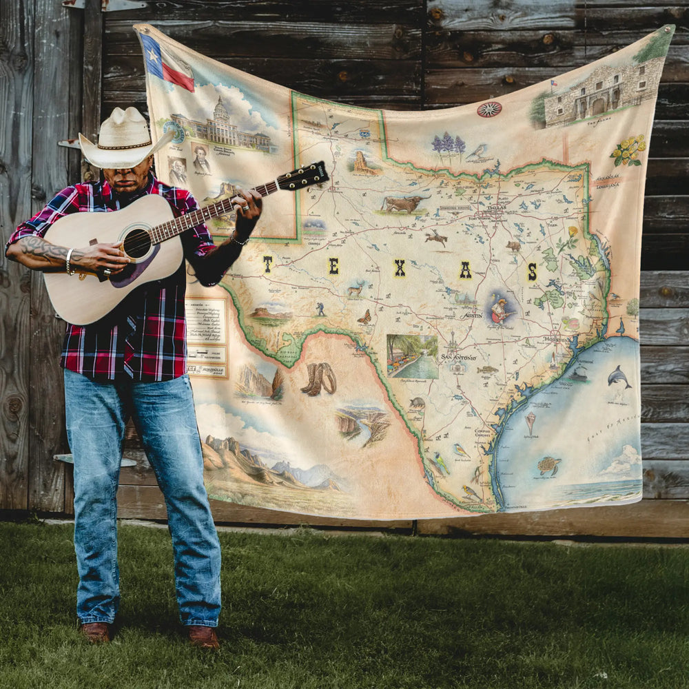 Texas State Map Fleece Blanket