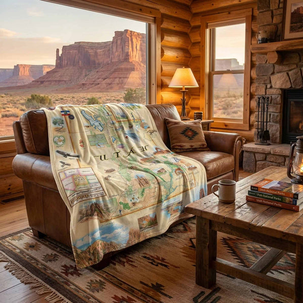 Utah State Map Fleece Blanket