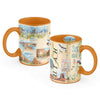 Utah State Map Ceramic Mug featuring intricate details of popular cities, iconic landmarks such as Arches National Park and Bryce Canyon, and vibrant flora and fauna indigenous to the region.