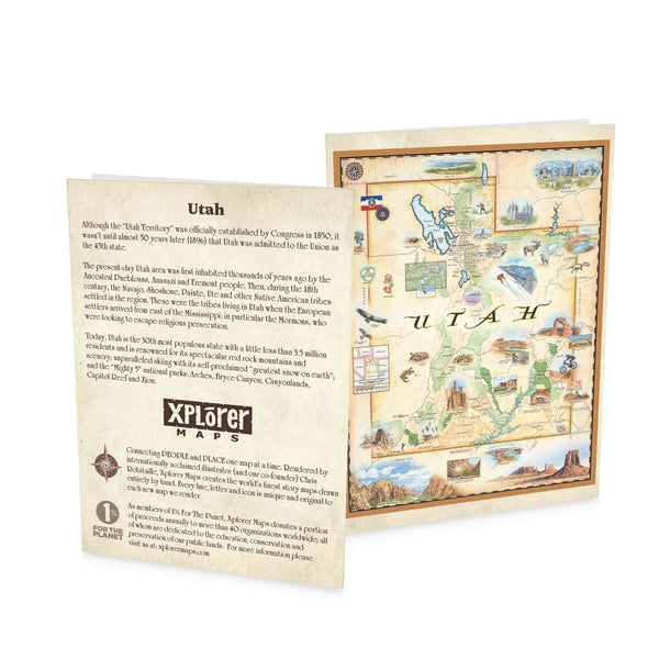  Utah State Map Blank notecards featuring intricate details of popular cities, iconic landmarks such as Arches National Park and Bryce Canyon, and vibrant flora and fauna indigenous to the region.