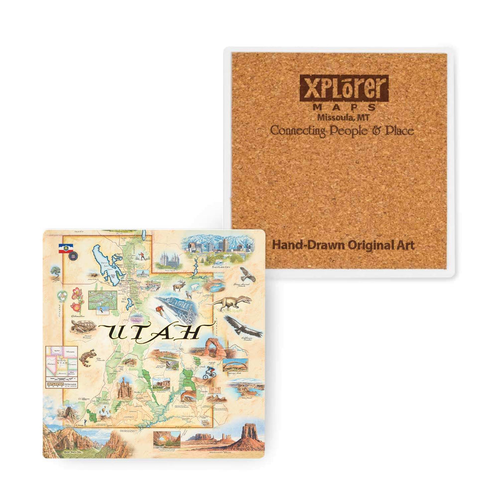 Utah State Map Ceramic Coasters