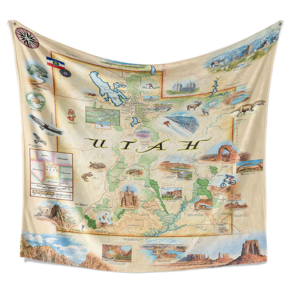 Utah State Map Fleece Blanket