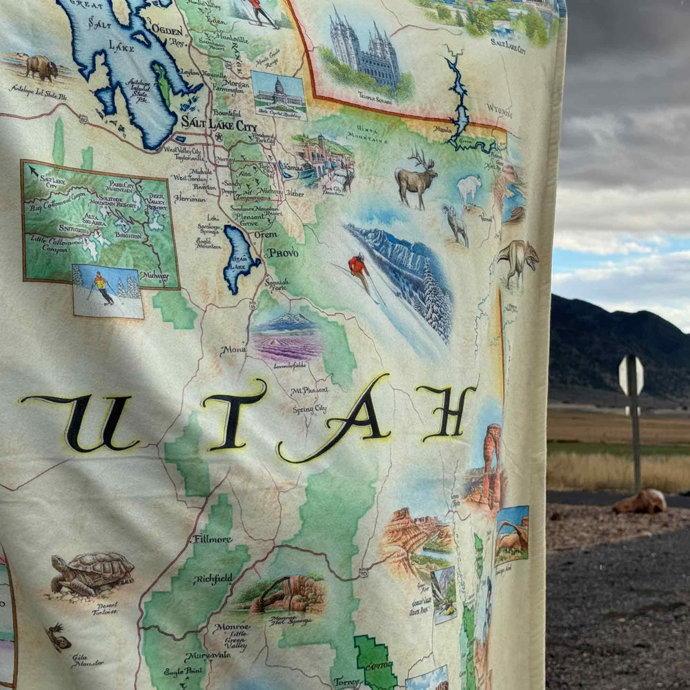 Utah State Map Fleece Blanket