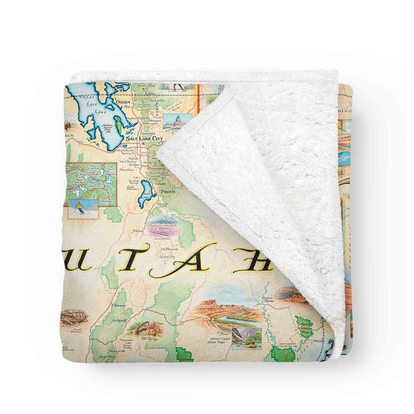 Utah State Map Fleece Blanket