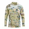 Hoodie with a map of Wisconsin design on a white background