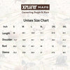 Xplorer Maps unisex size chart on a map background