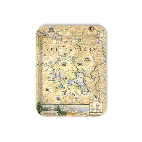 Medium Serving Tray Map of Yellowstone National Park on a white background