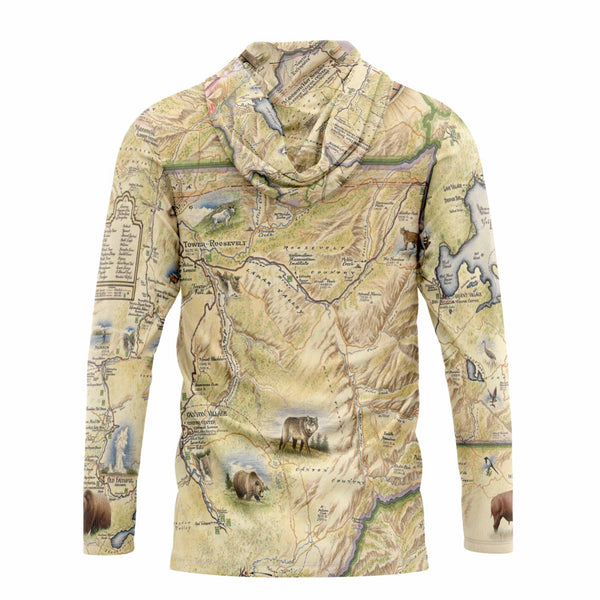 Back Sun shirt Map-themed hoodie with detailed design on a white background