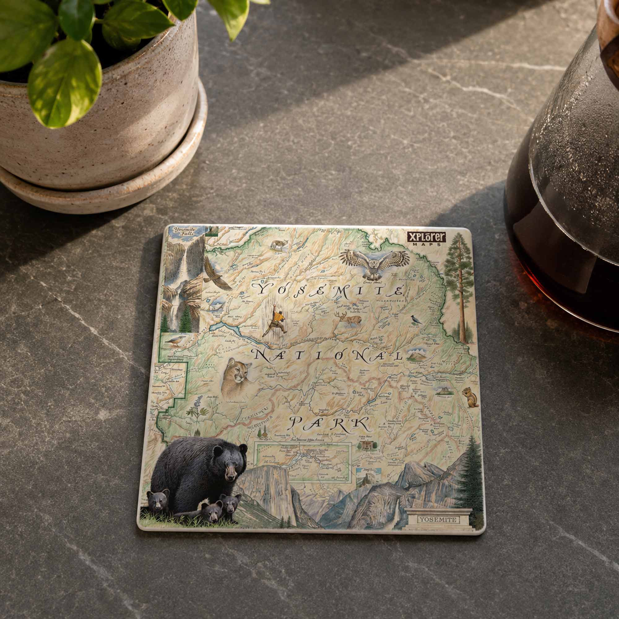 Yosemite National Park Map Ceramic Coasters