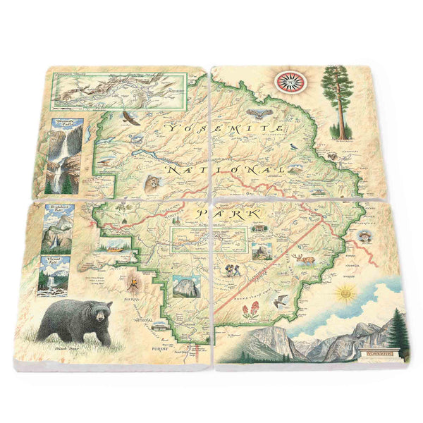 Yosemite National Park Natural Stone Coasters - Set of 4