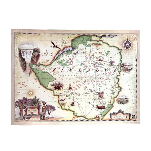 Zimbabwe Hand-Drawn Map