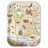 Large Rectangle Serving Tray Map of Zion National Park with various attractions and landmarks on a beige background