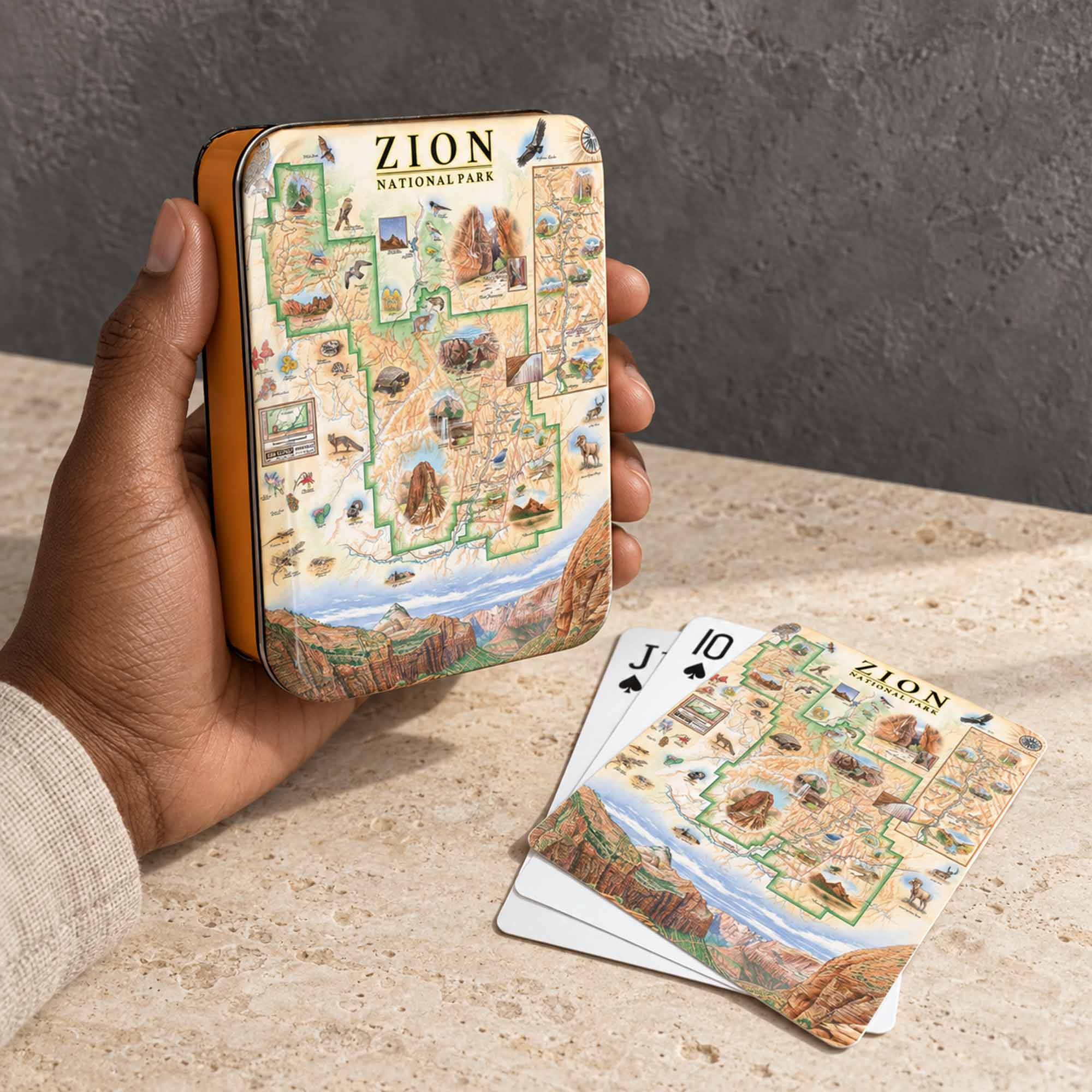 Zion National Park Map Playing Cards