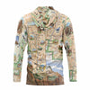 Hoodie with map design on a white background