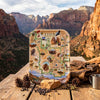 Serving Tray Map of Zion National Park on a wooden surface with scenic background