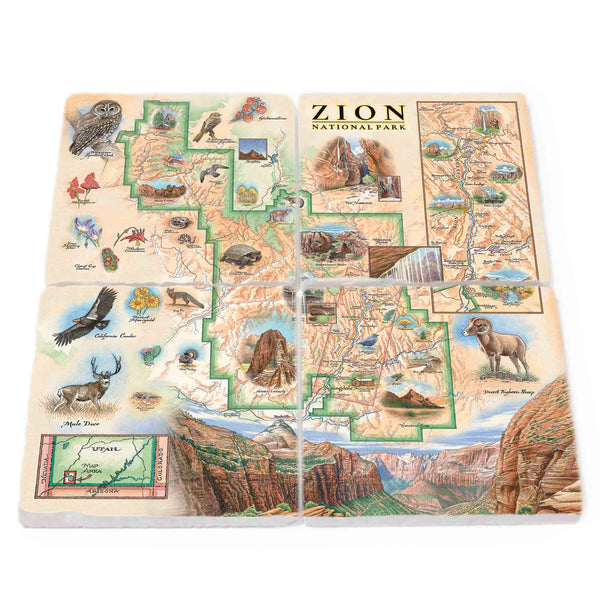 Zion National Park Natural Stone Coasters - Set of 4