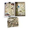 A 1000-piece jigsaw puzzle about the Capitol Reef National Park, shown with its illustrated box, an open view of the puzzle box interior, and a clear bag of loose puzzle pieces on a white background.