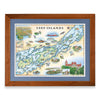1000 Islands hand-drawn map in a Montana Flathead Lake reclaimed larch wood frame and blue mat. 