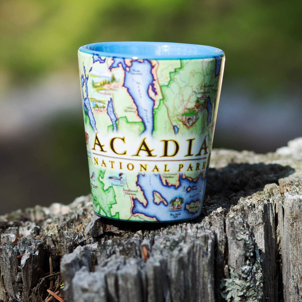 Acadia National Park Map Ceramic Shot Glass
