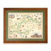 Badlands National Park hand-drawn map in a Montana Flathead Lake reclaimed larch wood frame and green mat. 