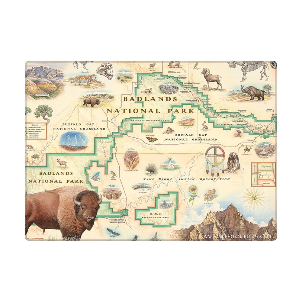 Badlands National Park Map Magnets