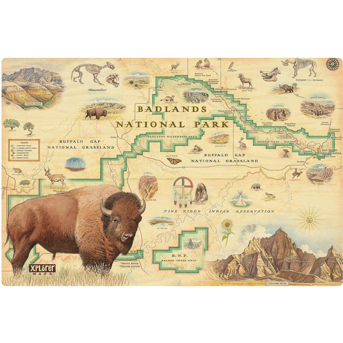 Badlands National Park Map Wood Sign | Xplorer Maps