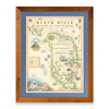 Black Hills National Forest hand-drawn map in a Montana Flathead Lake reclaimed larch wood frame and blue mat. 
