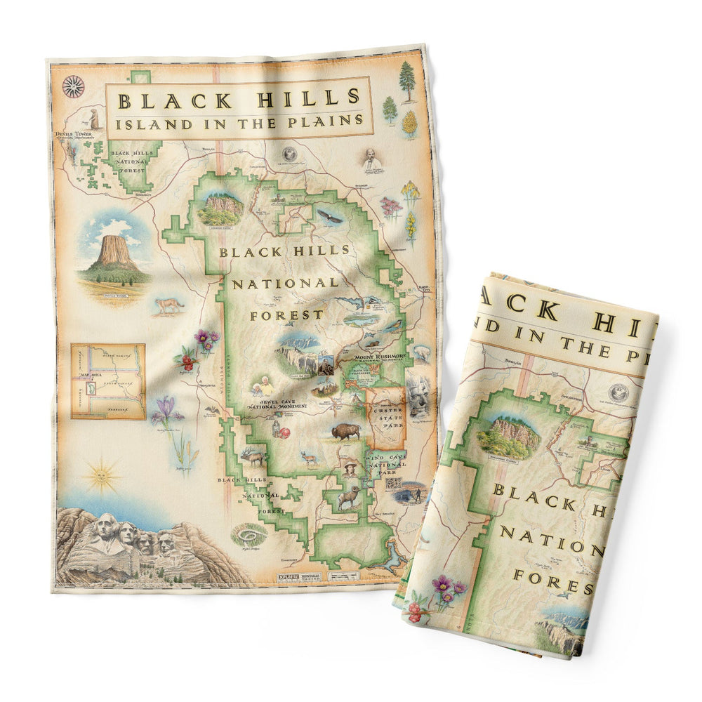 Black Hills National Forest Map Kitchen Towel - Xplorer Maps