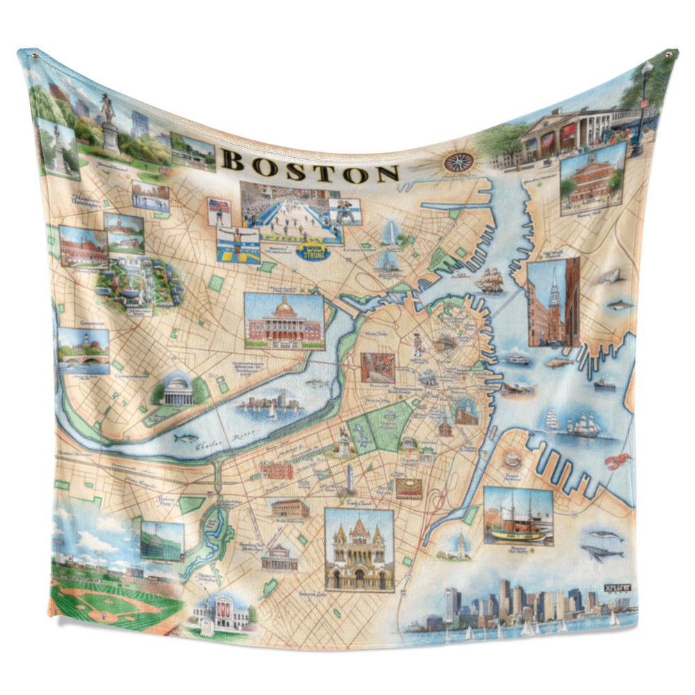 Boston Map Fleece Blanket