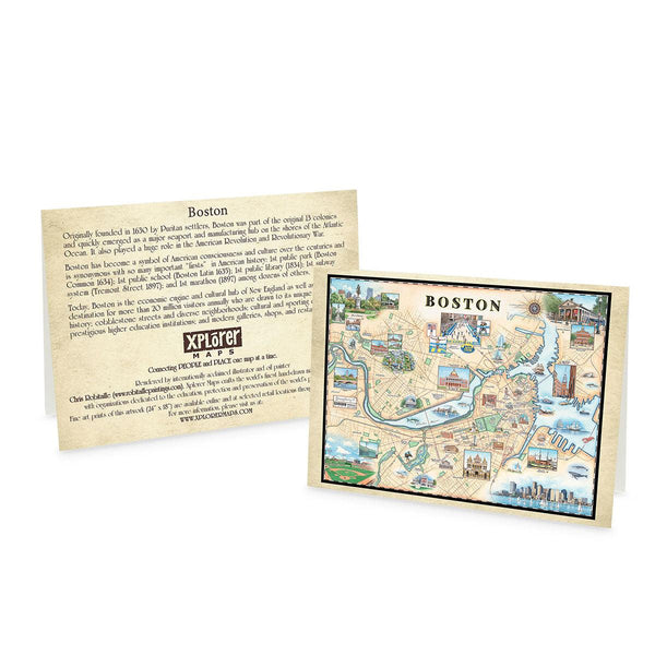 Boston city Map blank note cards in Earth Tone colors. Featuring Boston strong, Boston Marathon, Fenway Park, Museum of Fine Arts, Massachusetts State House, Bunker Hill Monument. Set of 6