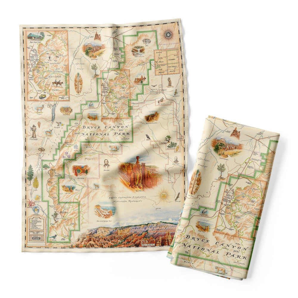 Bryce Canyon National Park Map Kitchen Towel
