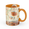 Bryce Canyon National Park Map Ceramic Mug on earth tone colors featuring canyons, horseback, hoodoos, Rim Trail, Sunrise Point, Sunset Point, Inspiration Point and Bryce Point. Orange - 16oz