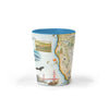 Northern California State Map Ceramic shot glass by Xplorer Maps. Featuring birds whales, seals, otters, and butterflies. Cultural history is rich in the area with the fame of Hearst Castle, Ranchers of Montana De Oro, Dunites of Oceano Dunes, and Native people that have lived on this land for thousands of years from San Francisco to Los Angeles. Some cities you will find are Arroyo Grande, San Luis Obispo, Morro Bay, and Paso Robles.