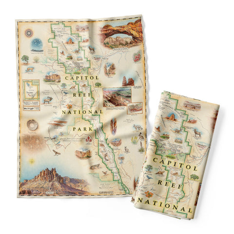 Capitol Reef National Park Map Kitchen Towel
