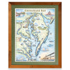 Chesapeake Bay hand-drawn map in a Montana Flathead Lake reclaimed larch wood frame and green mat. 