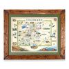 Colorado State hand-drawn map in a Montana hand-scraped pine wood frame with green mat.
